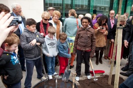 All Souls CE Primary School kids' work is all done at the Bolsover St tree planting