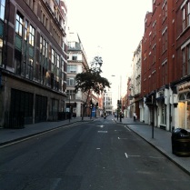 Fitzrovia South - Eastcastle St. Facing West from junction with Berners St.