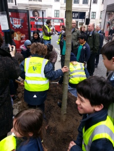 All together tree planting near London's West End